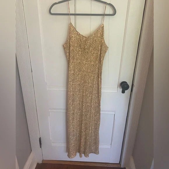 J CREW Yellow Floral Satin Maxidress. Size 14. NWT.